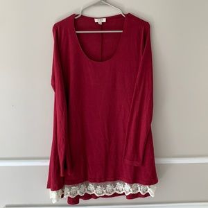 Lace Trim Flare Tunic